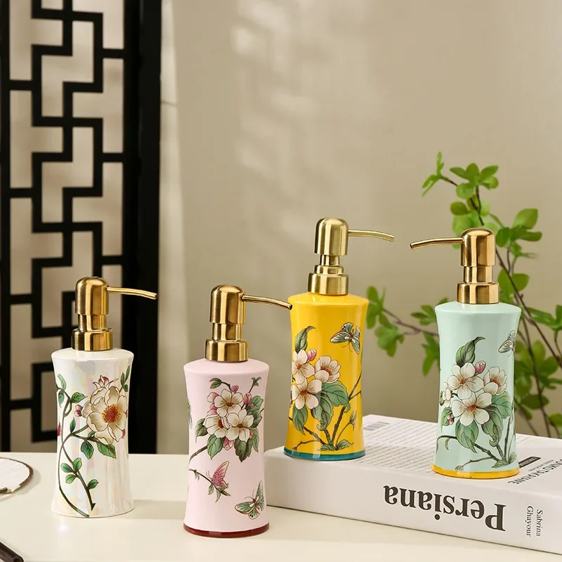 250ml 비누 디스펜서 세라믹 프레스 병 샴푸 및 샤워 젤 디스펜싱 병 욕실용품 욕실용품