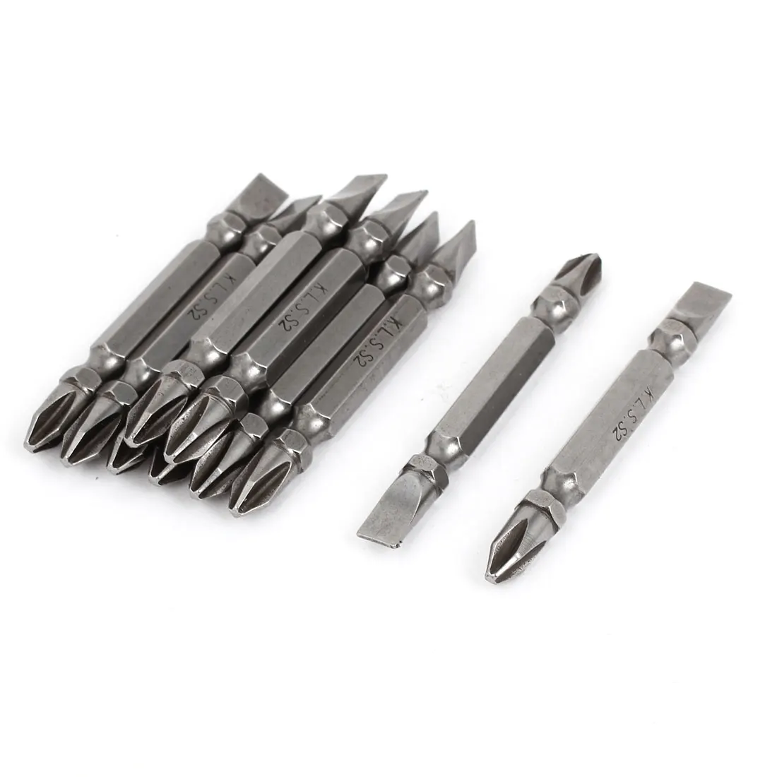 10Pcs Cross and Flat Head Double Head Screwdriver Bit Magnetic Hex Shank Phillips PH2 & Slotted 6mm Screwdriver Bits