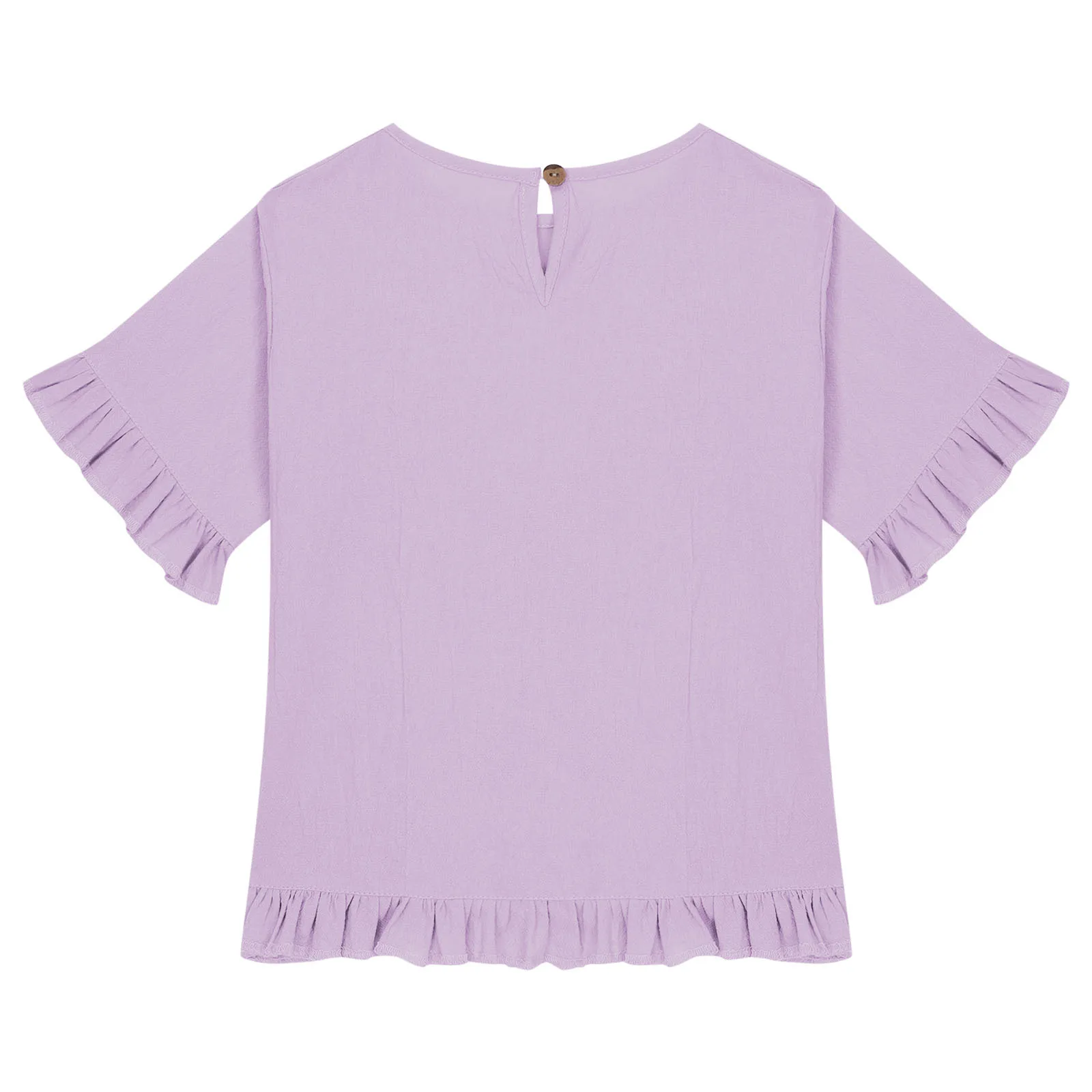 여아 코튼 탑 루즈핏 러플 밑단 크루넥 드레시 반팔 코튼 린넨 블라우스 2026 트렌디 키즈 반팔 티셔츠