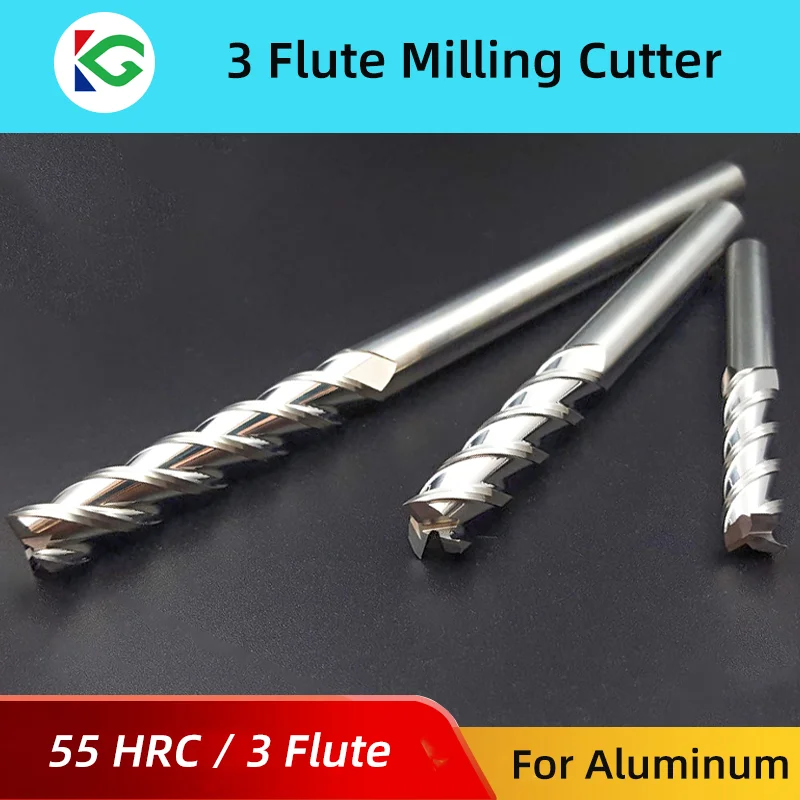 55HRC3FluteEndMillForAluminumCutterCopperCarbideMillingFace