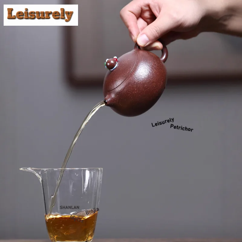 230ml Yixing Purple Clay Teapots Handmade Xishi Pot Raw Ore Purple Jade Gold Sand Tea Brewing Kettle With Filter Zisha Tea Set