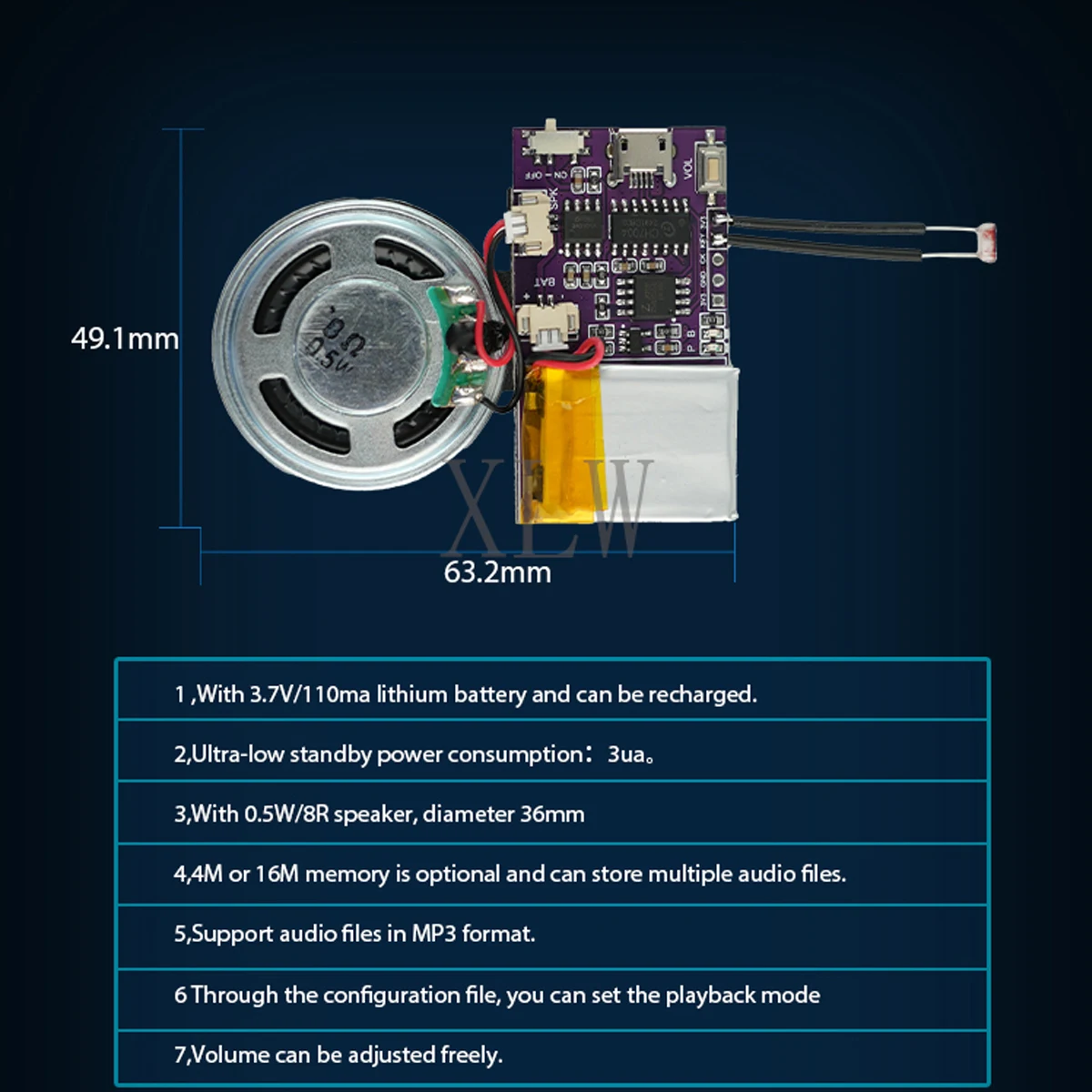 MP3 Music Sound Module 4MB/16MB USB Download Voice Chips Light Sensor Control Playback For Christmas Birthday Card Toys Gifts sound recordable module