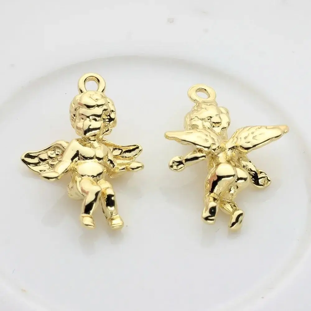 2Pcs/set Zinc Alloy Mini Three-dimensional Cupid Angel Charms Pendants For DIY Fashion Necklace Jewelry Makings Accessories