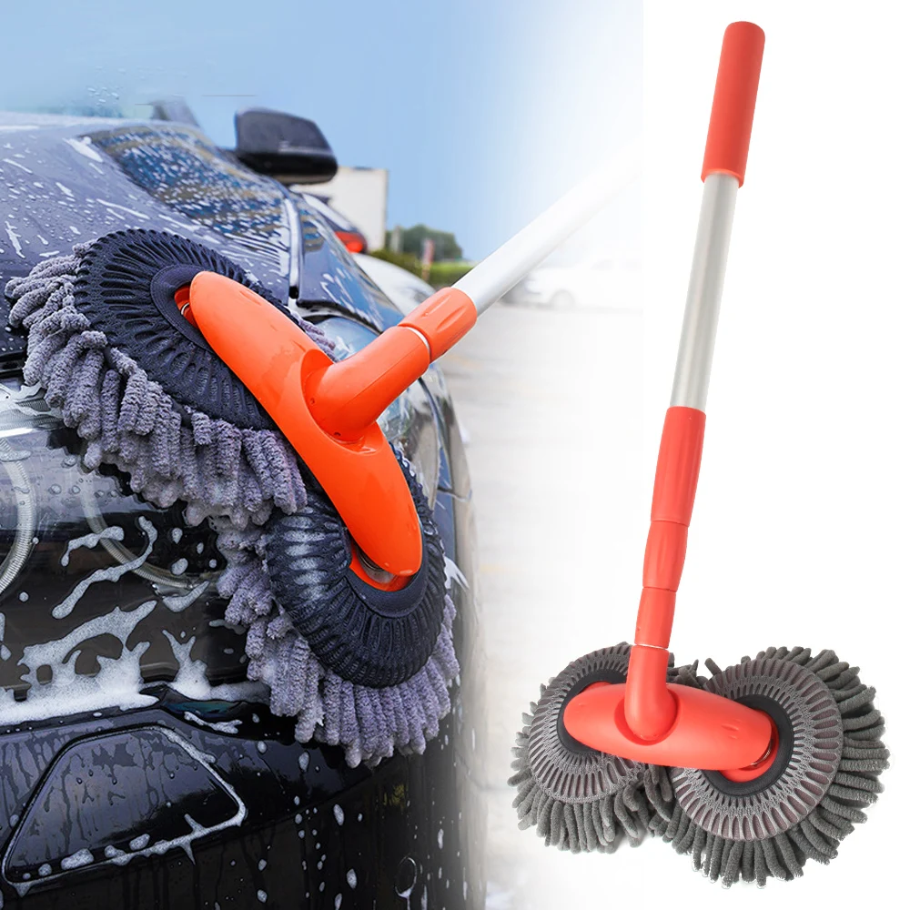 

Car Mop Washer Foam Wash Chenille Brush Windshield Roof Window Cleaning Maintenance Stretching Long Handle Auto Care Accessories