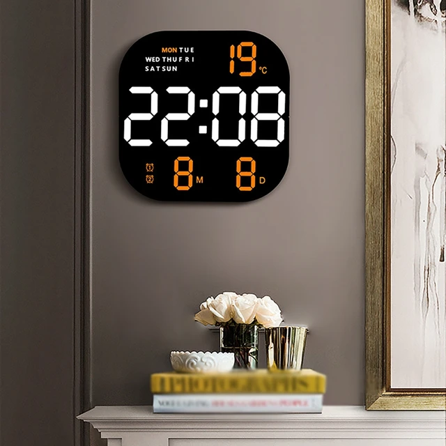 Reloj de pared de pantalla grande con Control remoto inteligente, reloj  Digital LED, reloj despertador Dual electrónico, decoración de sala de  estar - AliExpress