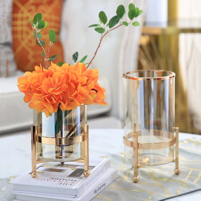 Vaso di vetro vasi trasparenti Hollow Gold Metal Frames composizione  floreale terrario accessori per la decorazione della casa vasi vasi -  AliExpress