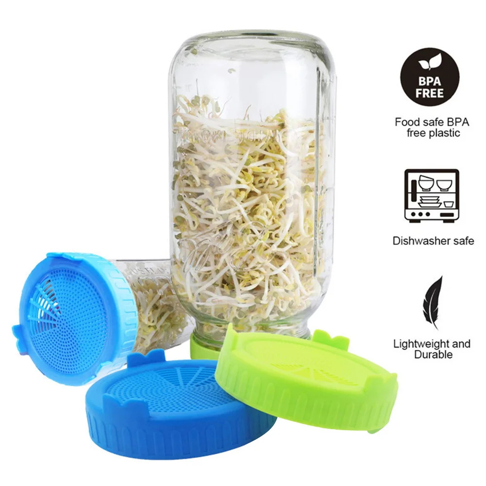 Wide Mouth Plastic Mason Jarhipping Seed Crop Germination for  Jar plant Sprouting Lid Food Grade Mesh Sprout Cover Drops