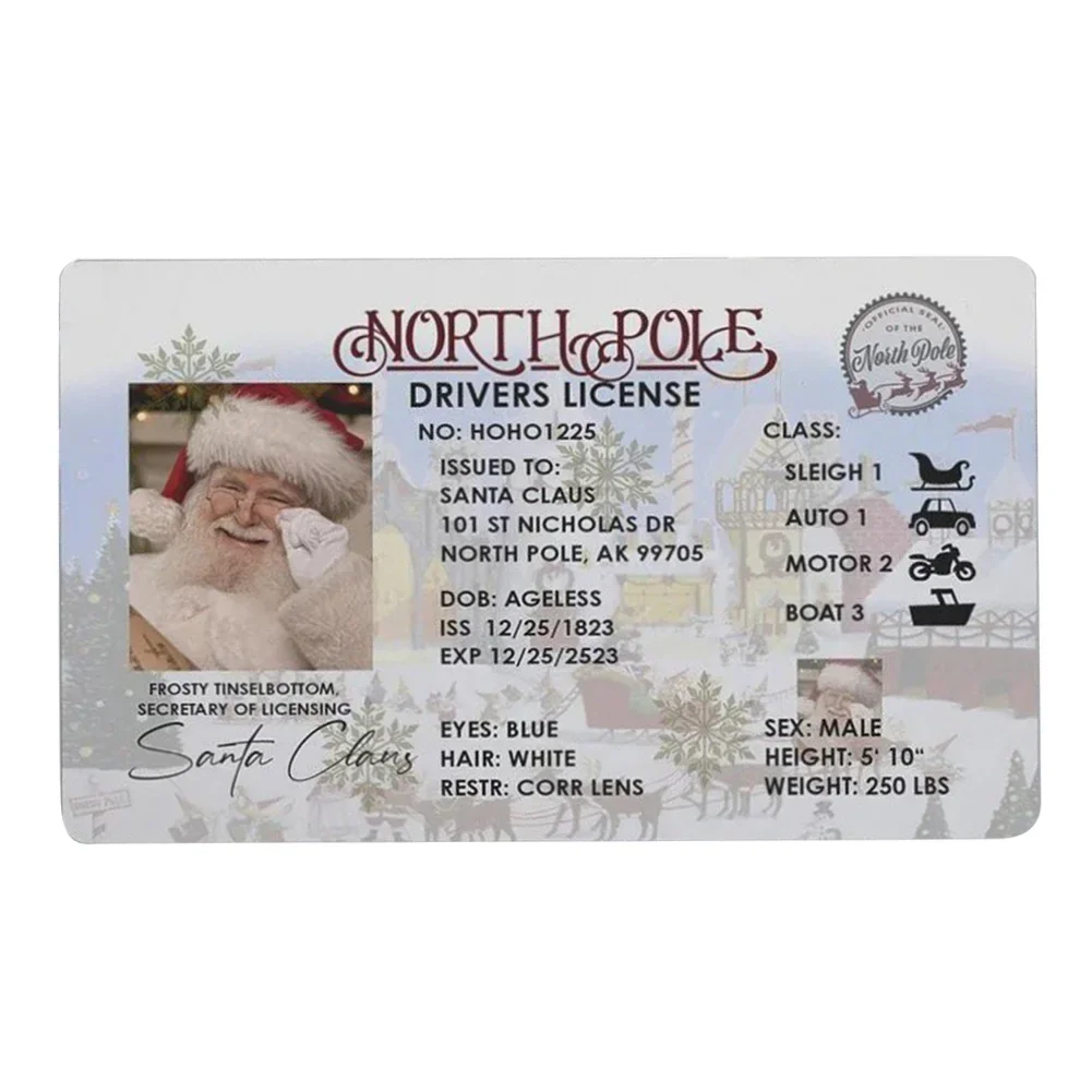 Card Santa Claus Flying Licence Christmas Eve Driving Licence Christmas Gift for Children Kids Decoration