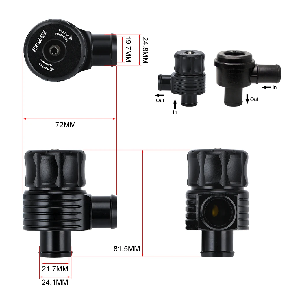 LIZHI Racing Universal 1.8T Turbo Diverter Dump 25mm Blow Off Valve Aluminum for AUDI A3 S3 A4 A6 A8 S4 TT 1.8 20v TURBO 5742BK