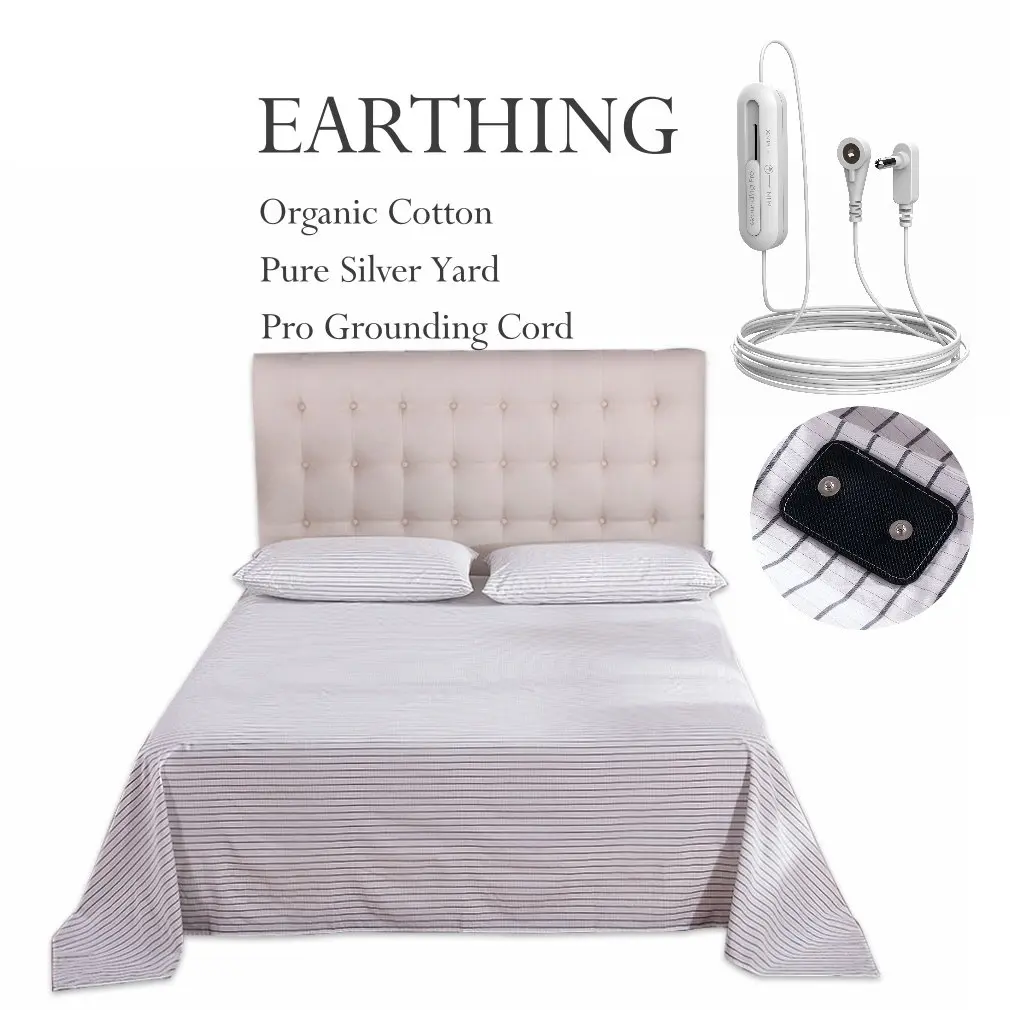 Earthing bed sheet 210*260cm(83*102Inch) organic cotton silver fabric wrinkle free  Breathable Not include Pillowcase 5