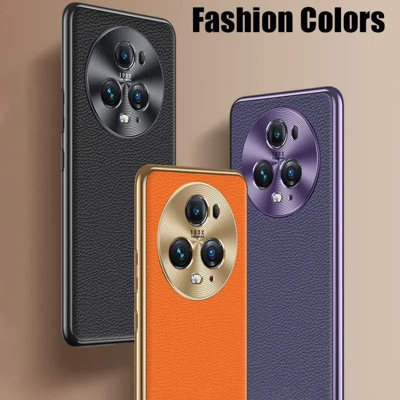 Fashion Genuine Leather Soft TPU Back Cover Case for Honor Magic 4 5 Pro Ultimate Huawei Mate 50 40 Pro RS