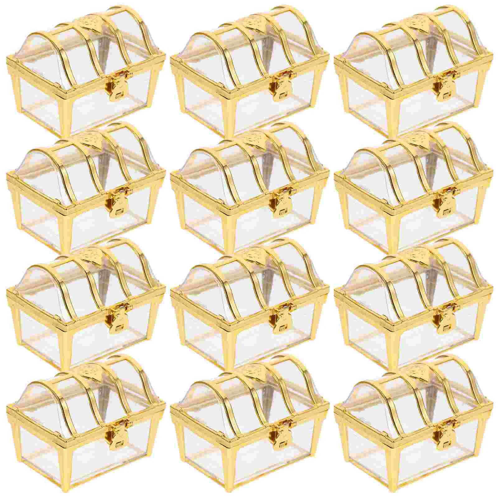 

12 Pcs Wedding Candy Box Boxes Treasure Chest Bridal Shower Favors Chocolate Treats Container Small Plastic Wrapping Bride