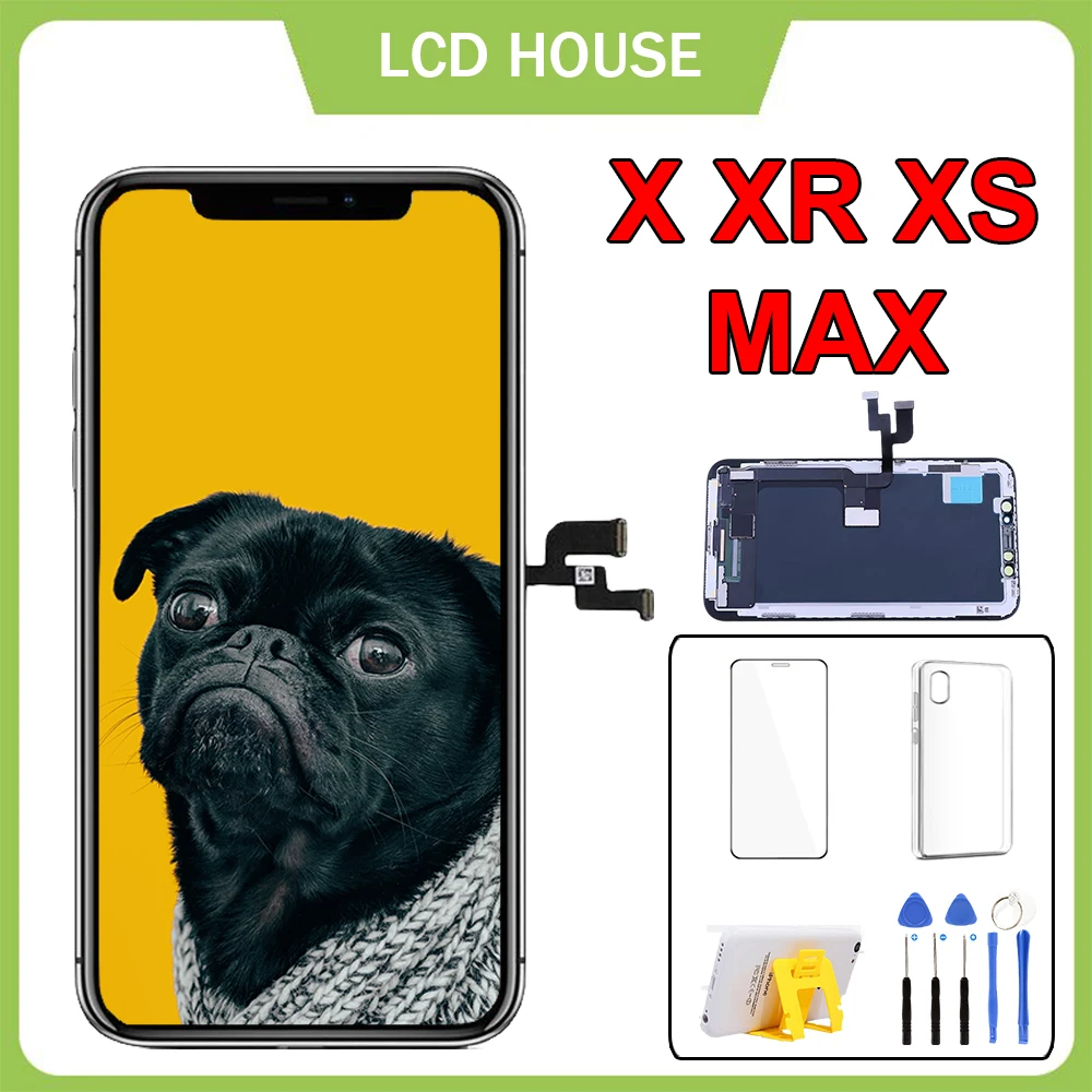 

LCD Screen For iPhone X XR XS Max 11 12 Pro OLED Display Replacement Kit Touch Digitizer Screen Assembly True Tone with Tools