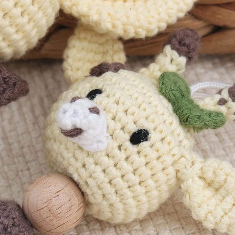 Pacifier Clip Pacifier Chain Pacifier Accessories Teething Beads 1pc Panda Elephant Lion Sheep Pacifier Chain Clip Wood Crochet Bead Teething Chain Baby Teether Soother Holder