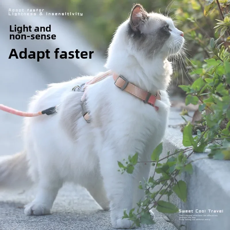Cat Harness Set Adjustable Escape Proof Pet Harness for Kitten Outdoor Walking Cat Collar Lead Leash Pet Supplies 2