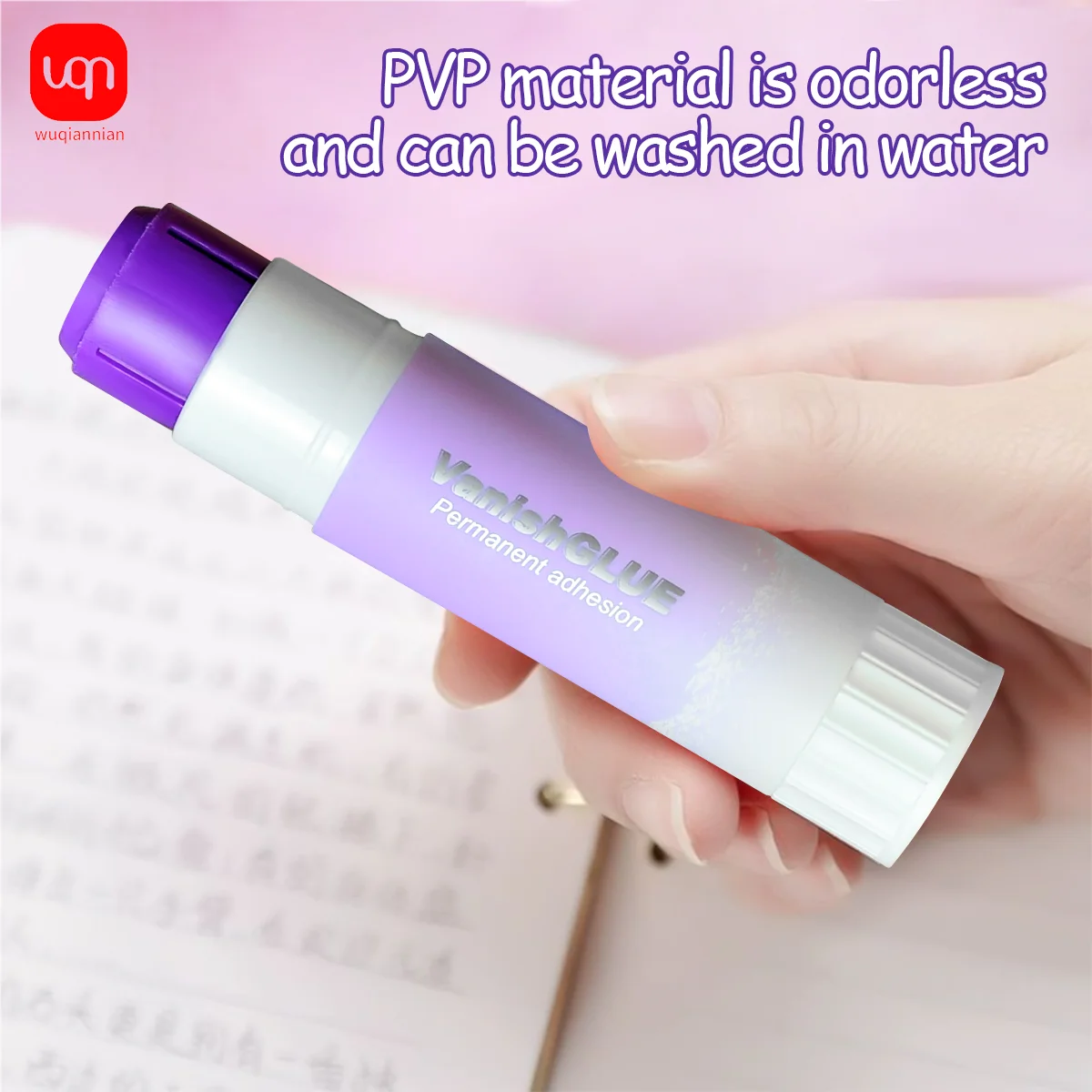 WQN-3/6/12PCS 크리 에이 티브 보라색 색상 변경 단단한 접착제 스틱 손 접착제 무독성 안전 학교 문구 용품 9g