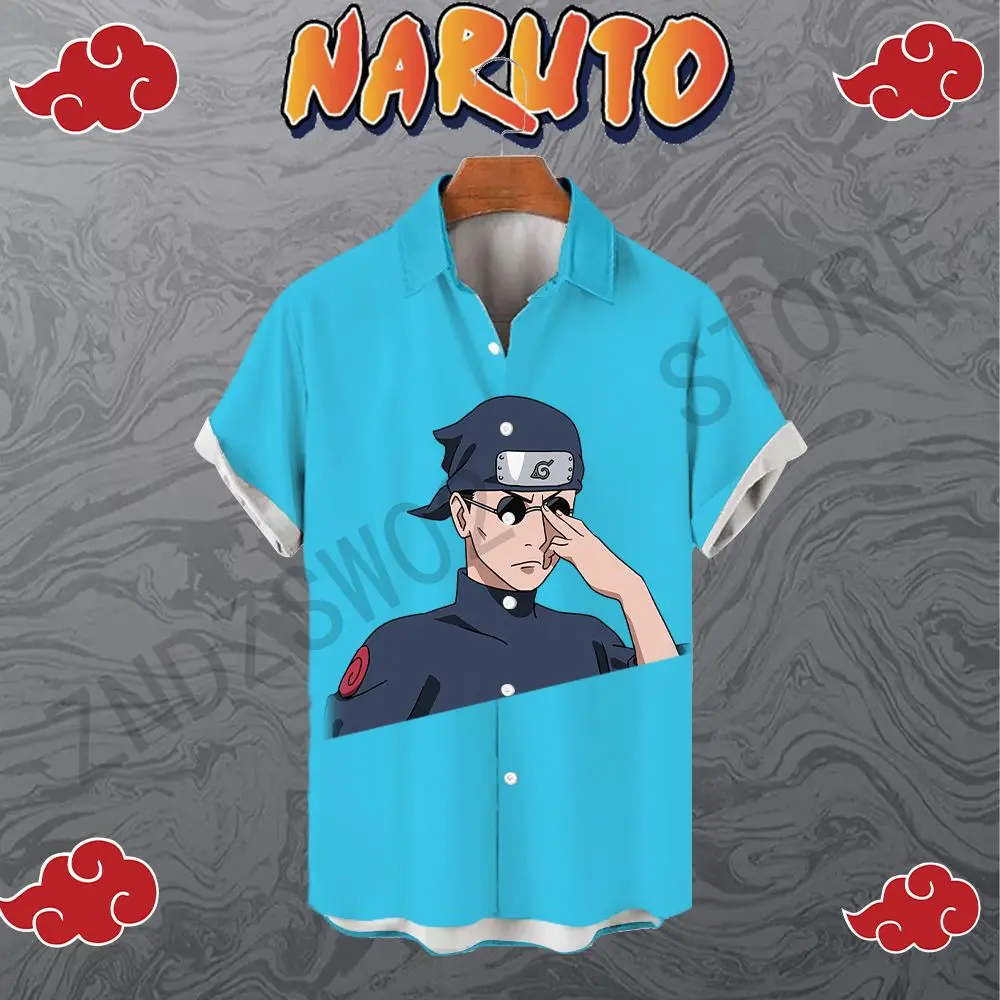 

Shirts for Men Fashion Men's Shirt Oversized Naruto Clothing Cool Anime Seaside Trip 2023 Streetwear High Quality Summer Y2k 5XL