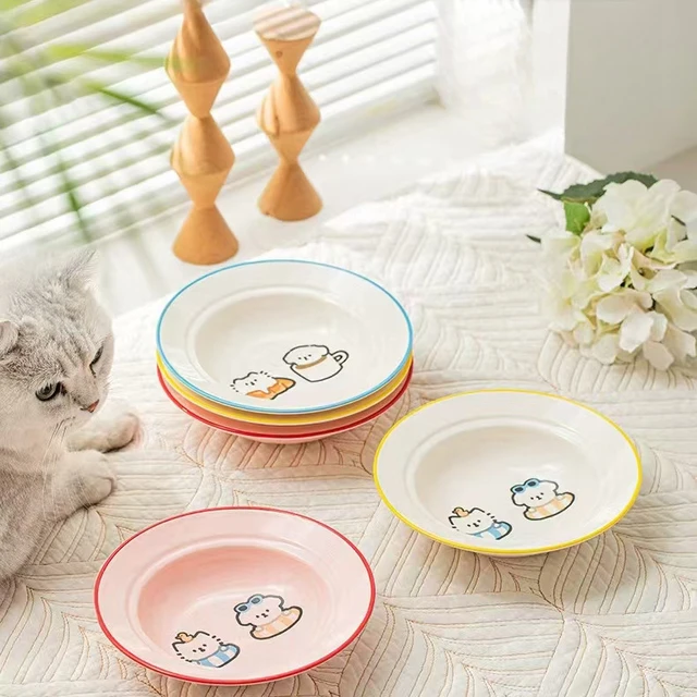 Ceramic cat large diameter canned plate plate cat food basin rice basin anti-knock cat water bowl cat food bowl pet supplies
