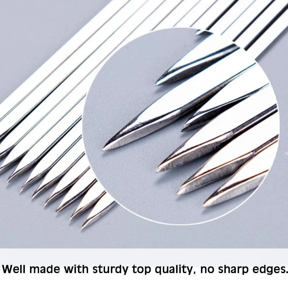BBQ Skewers for Barbecue Reusable Grill Stainless Steel Skewers Shish Kebab BBQ Camping Flat Forks Gadgets Kitchen Accessories