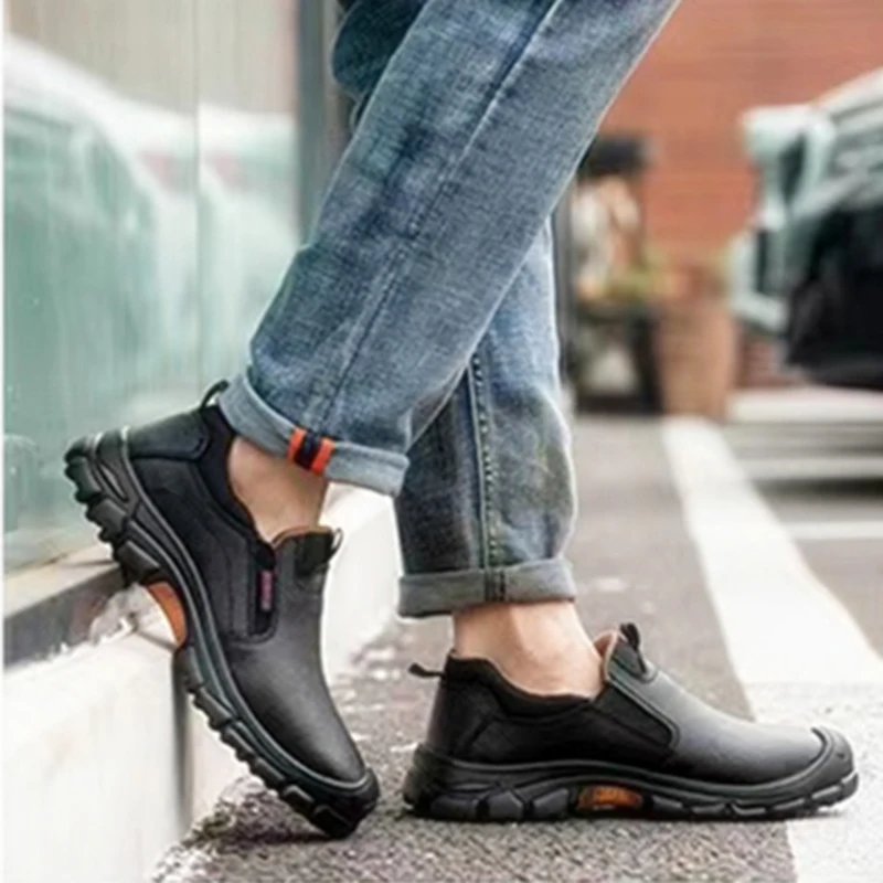 Mens Leather Safety Shoes Anti-Scalding Industrial Shoes Anti-Smash Anti-Puncture Work Shoes Composite Toe Shoes Waterproof