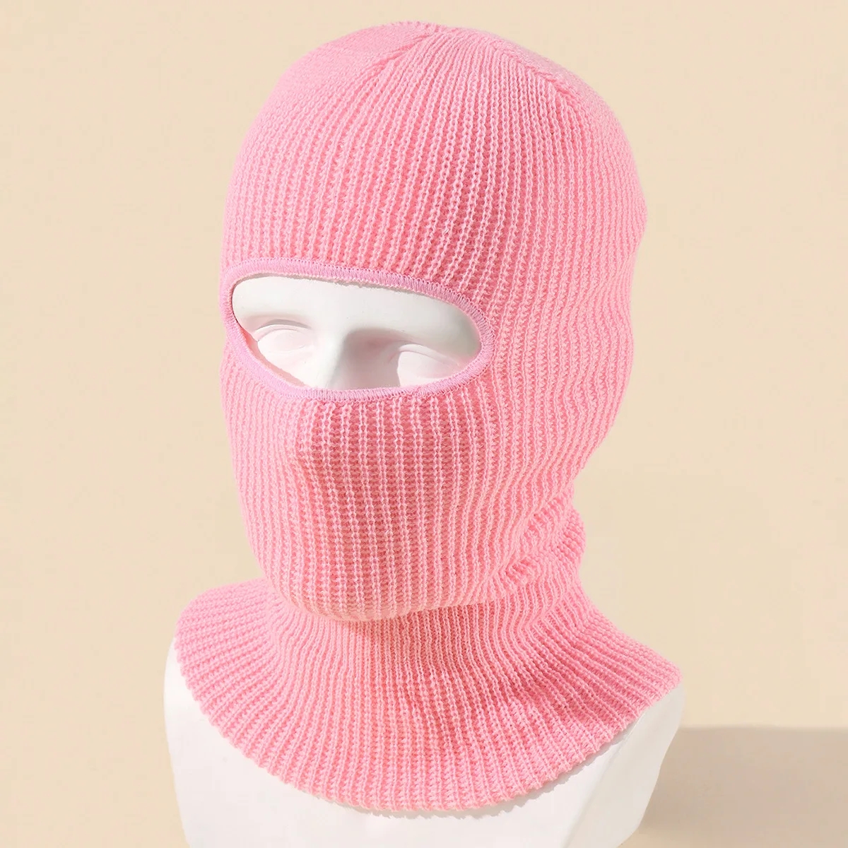 Unisex Full Face Cover 1 Hole Ski Mask Balaclava Beanies Hats for Men Women Windproof Knit Hat Winter Warm Caps Cycling Cap