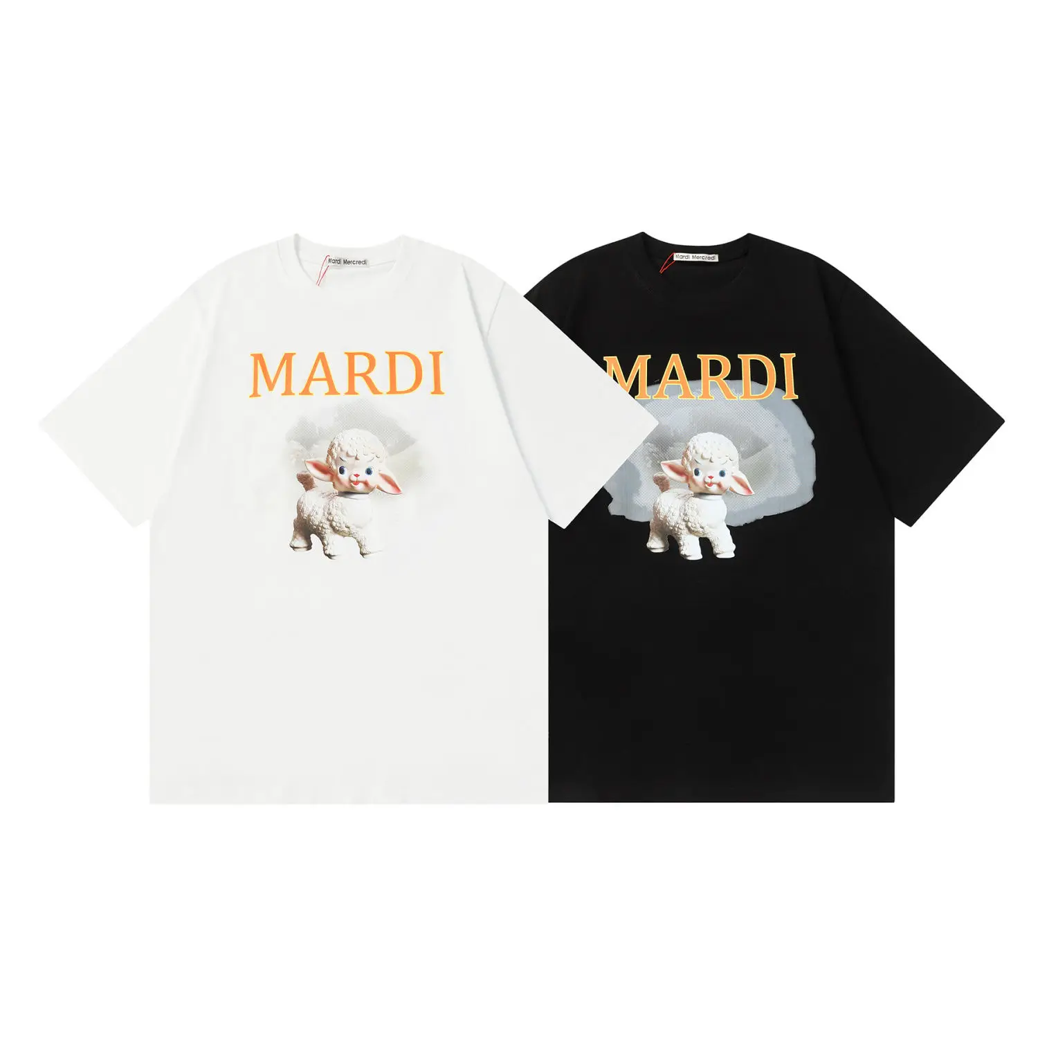 Mardi 프린트 반팔 티셔츠, 루즈한 상의, 반팔, 아메리칸 스타일, 인스타 감..