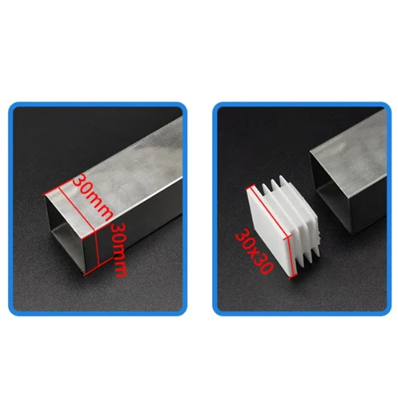 White Rectangle Square Plastic Blanking End Caps Steel Tube Pipe Inserts Plugs Bung Leg Stopfen Dust Cover silicone rubber plugs pipe end cap rubber caps silicone rubber caps