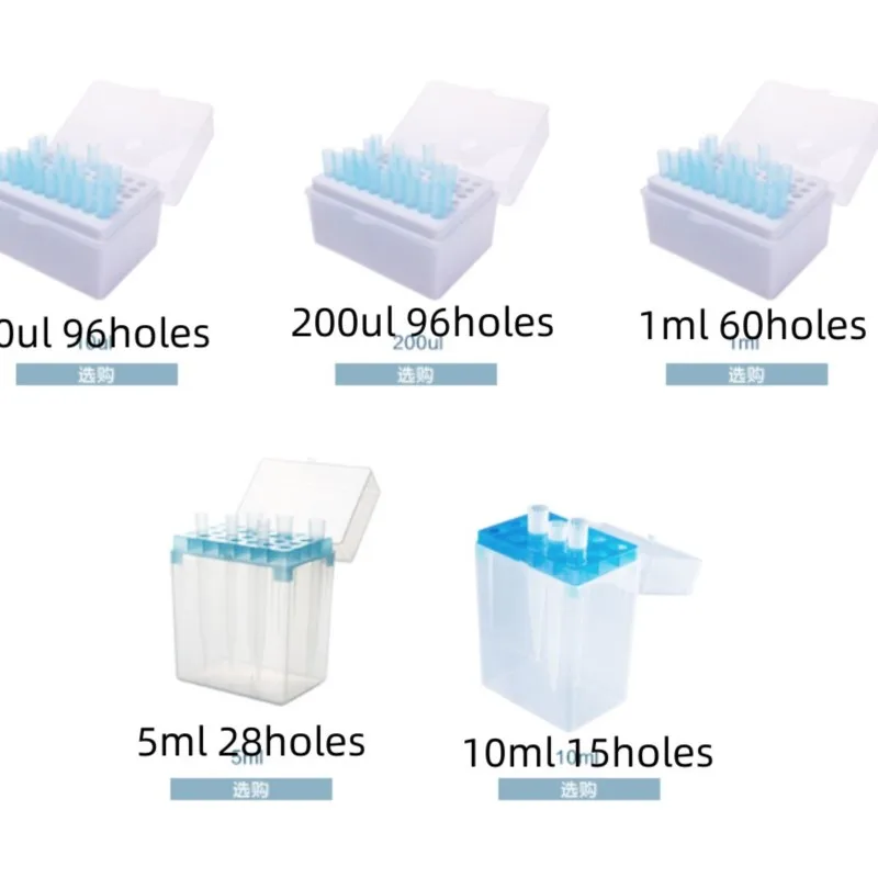 

Rectangular 15/28/60/96 Positions Laboratory 10/200ul 1/5/10ml Pipette Pipettor Tip Holder Box