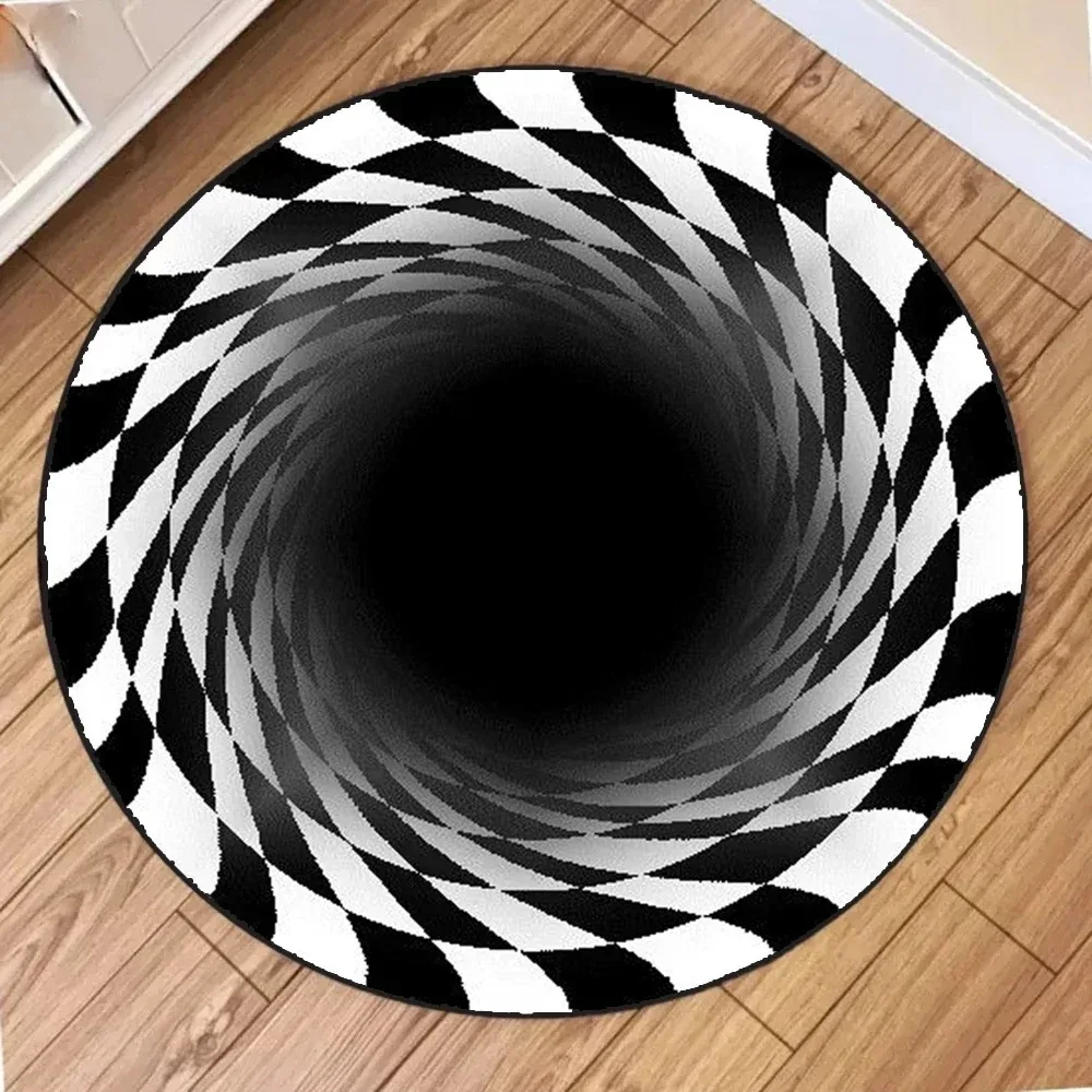 Tapis 3D à trous d'océan profond, Illusion de trous sous-marins, tapis de sol de cratère Abyss, rond d'océan, décor de mer abstrait moderne