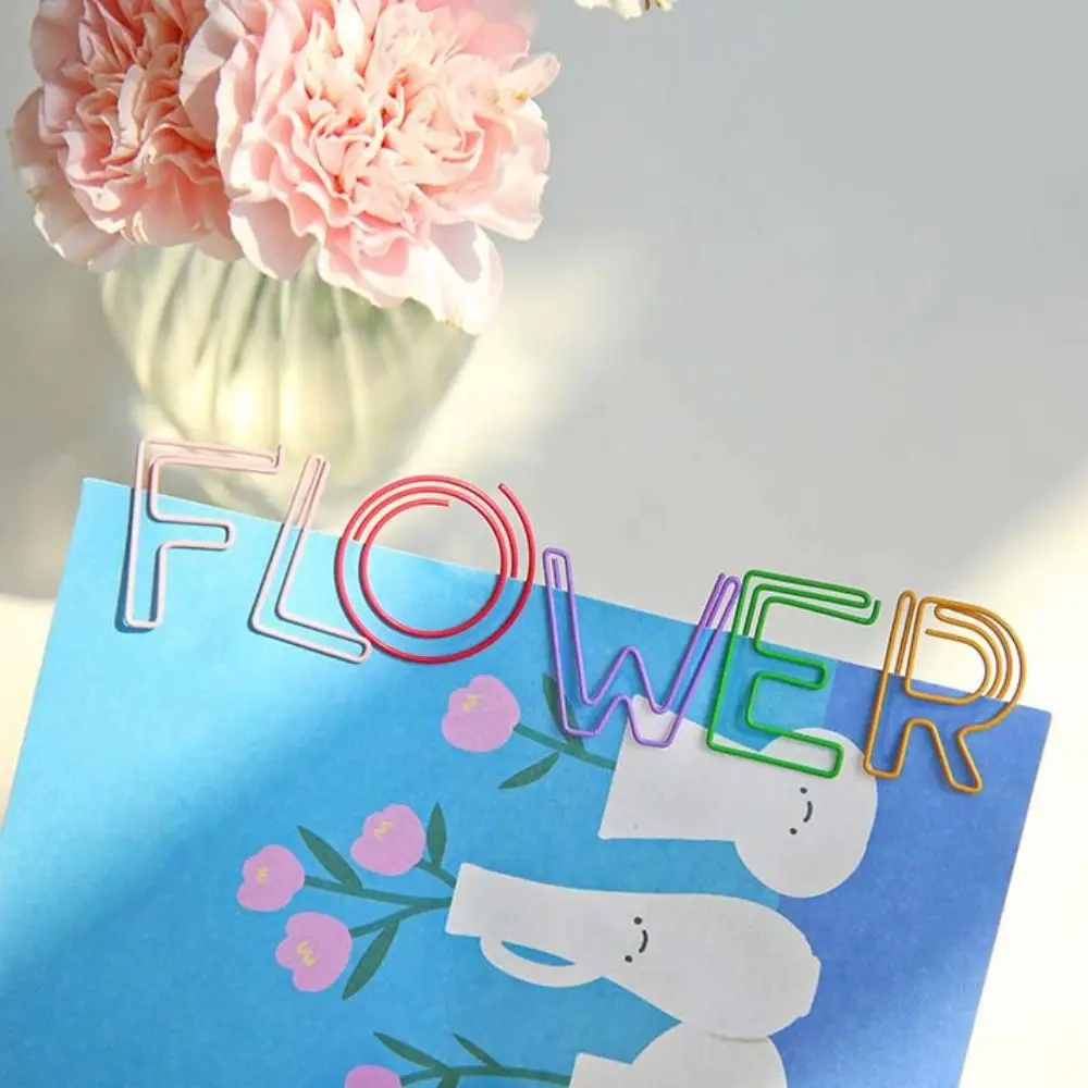 26pcs Kawaii 바인더 클립 알파벳 종이 클립 중공 금속 문자 종이 클립 DIY 북마크 종이 클램프 학교