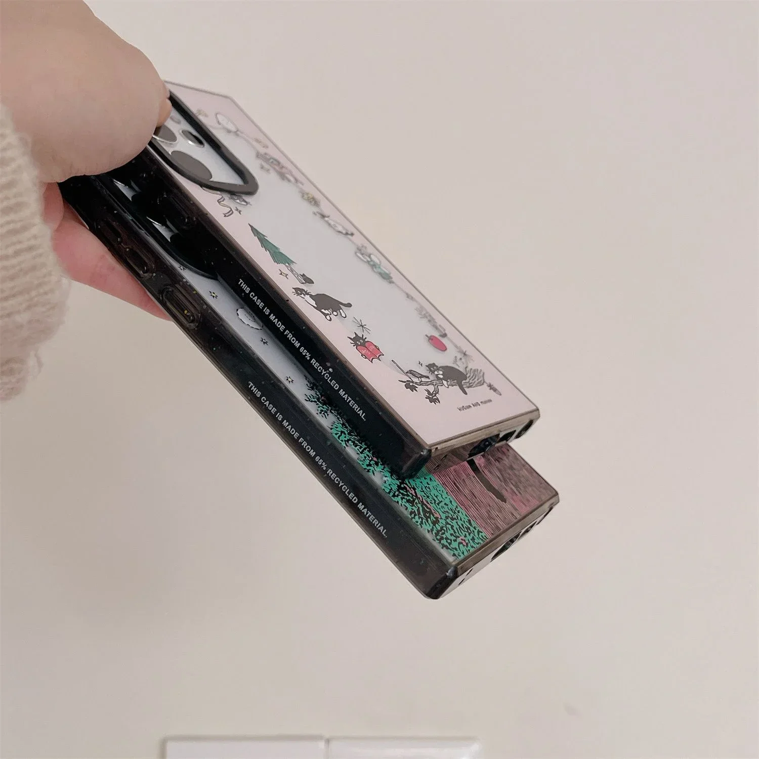 Cute Black Cat Acrylic Black Border Case for Samsung Galaxy S22 S23 S24 Ultra S22+ S23+ S24 Plus Cover Protective Case