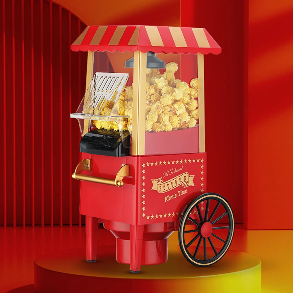 Electric Popcorn Maker Creative Popcorn Making Machine Vintage Hot-Air Maker Automatic Corn Popper for Home DIY