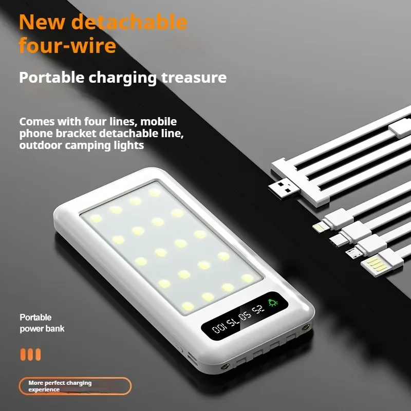 15W Fast Charging 20000mAh Power Bank Built Cables Usb Ports Charger Powerbank Emergency Power Supply for Iphone with Led Light 4