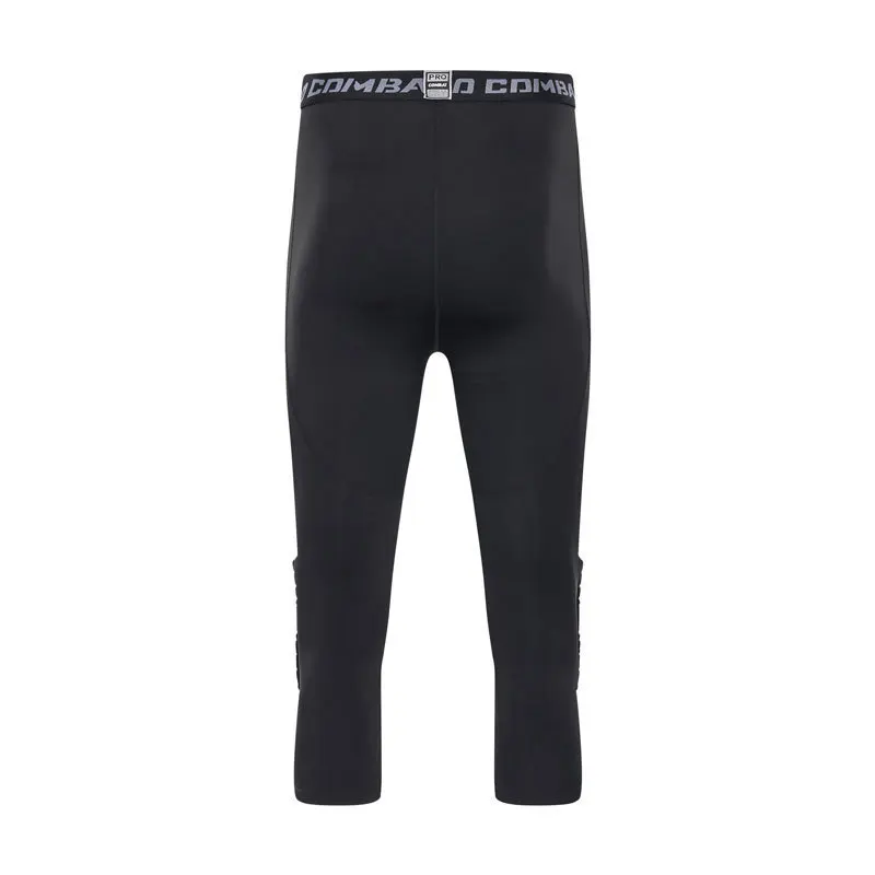 Padded Gym Running Cropped Pants Mens Joggings Elastic Compressions Sweatpant Football Basketball Racing Workout Leggings Male