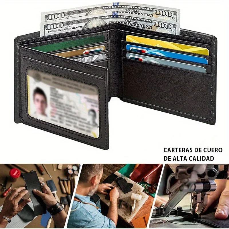Minimalist Men's RFID Blocking Multi-functional Thin 12-card Wallet Bi-fold Portable Card Holder Money Clip Money Bag Male Purse
