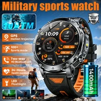 Nouvelle montre connectée militaire TANK Ultra 2026 avec batterie 1400 mAh, étanche 10 ATM, moniteur de fréquence cardiaque, lampe torche LED tactique, bracelet de sport pour homme 1