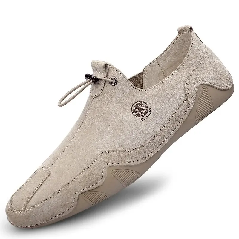 Handmade men leather boat shoes soft sole light anti-slip outdoor flats