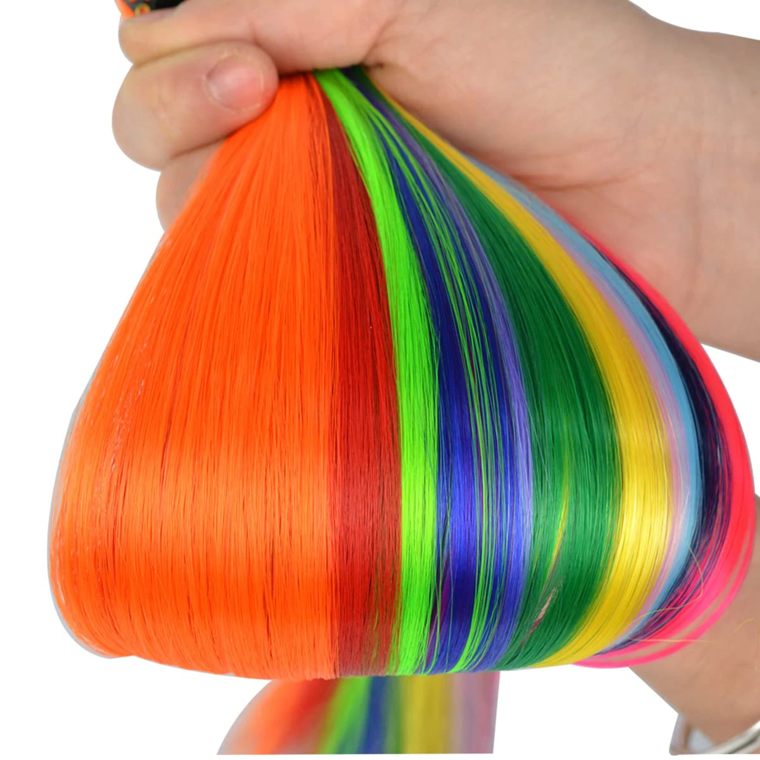 وصلات شعر بمشبك في وصلات شعر ملونة مقاس 22 بوصة، تبرز الحفلات، قطع شعر صناعية طويلة مستقيمة للنساء والأطفال والفتيات