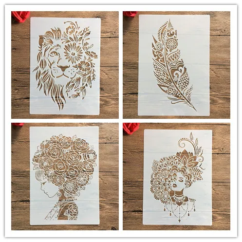 A4 29 * 21cm  DIY Stencils Wall Painting Scrapbook Coloring Embossing Album Decorative Paper Card Template,wall. mandala skull