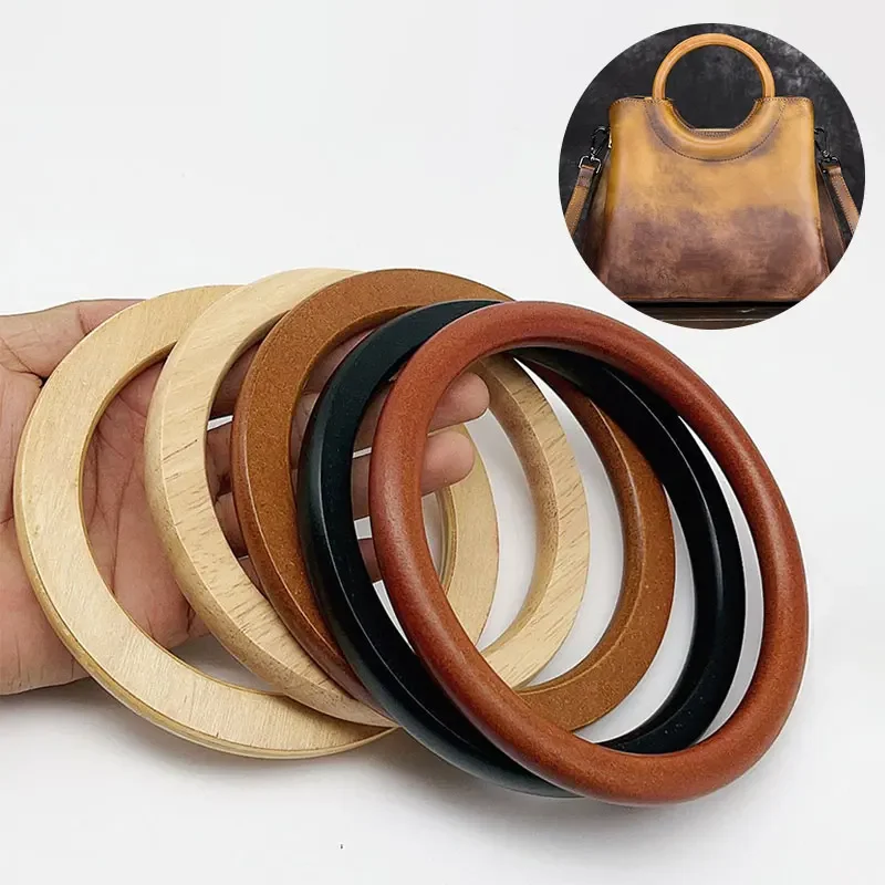 Leather Handbag Making Kit 2PCS Round D shaped Bag Handle DIY Bag Making Replacement Wood Handbag Tote Handle Handcraft Accessories
