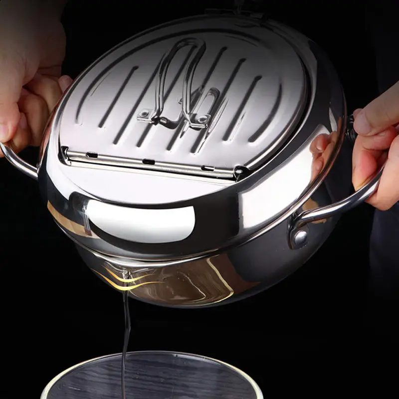 Cookware set stainless steel deep frying pot with thermometer