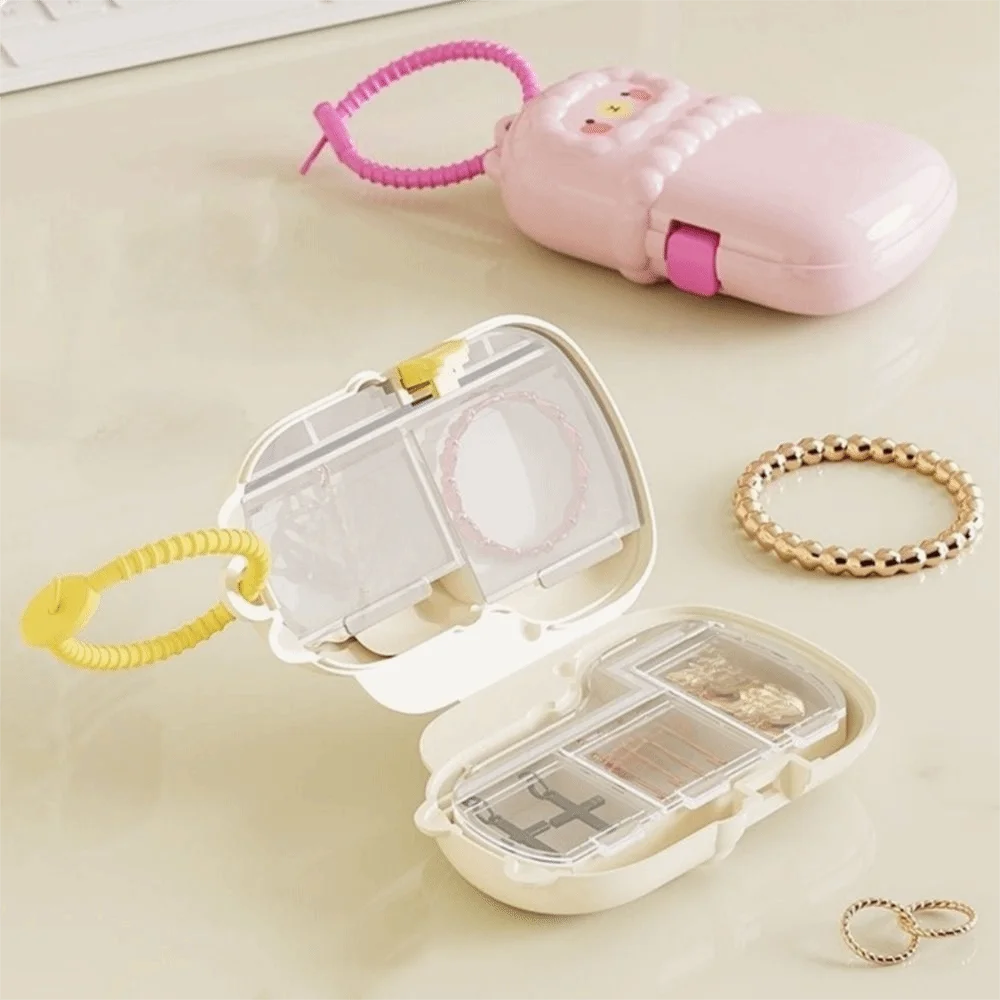 Cartoon Alpaca Medicine Storage Box Moisture-Proof Sealed Mini Pill Case Large Capacity with Lanyard Pill Organizer