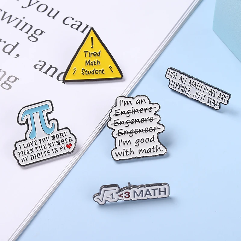 Mathe-Sammlung, Emaille-Anstecknadeln, lustige Wortspiele, Witze, Broschen, Knopfabzeichen, Cartoon-Banner, Schmuck, Geschenk für Freunde – Detail 6