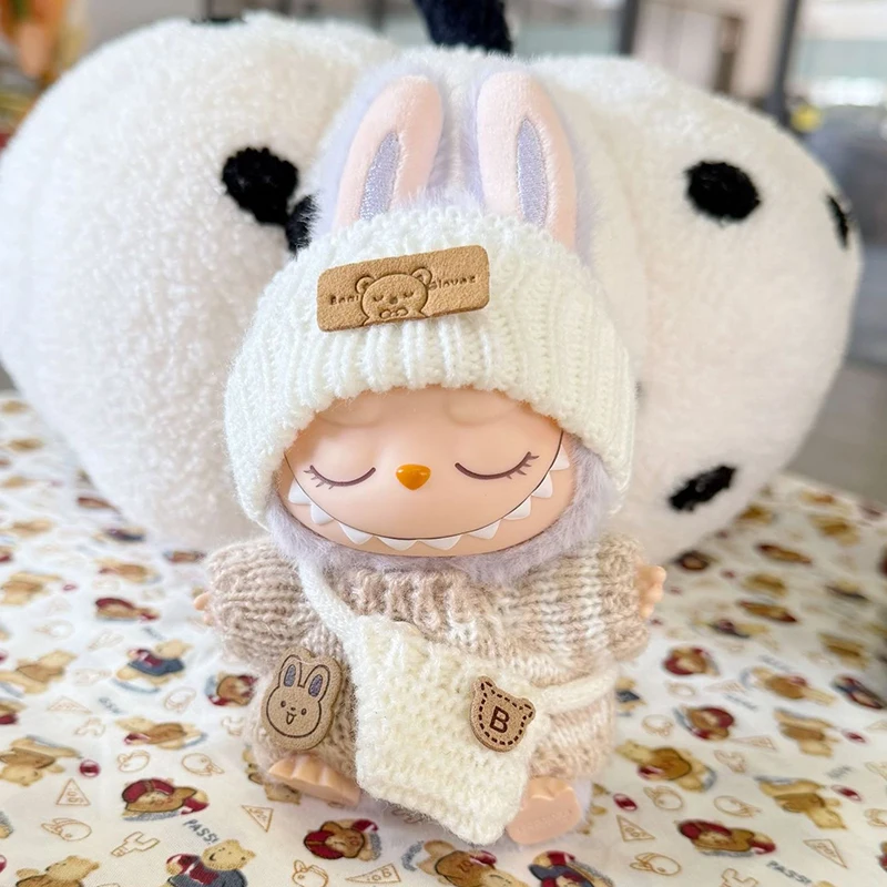 17cm Labubu Doll Clothes Set | Sweater, Hat, & Accessories