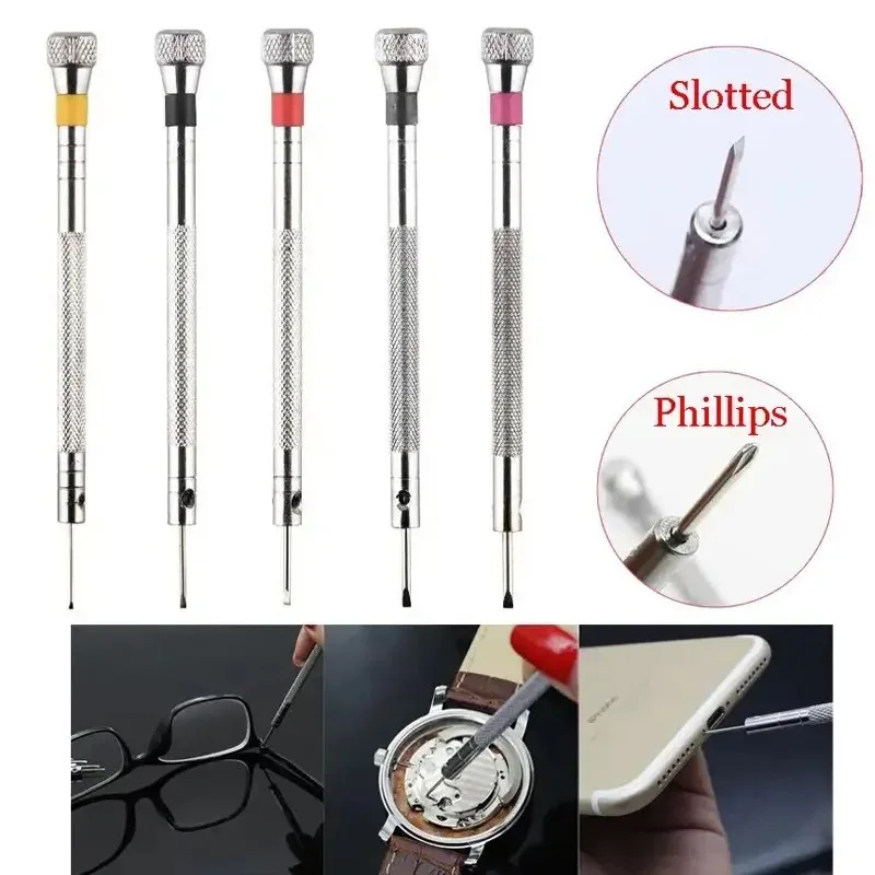 9PCS 0.8-2.0mm 스크루 드라이버 키트 교체 시계 제조 업체 스크루 드라이버 회전베이스와 철강 스크루 드라이버 시계 수리 도구 제거
