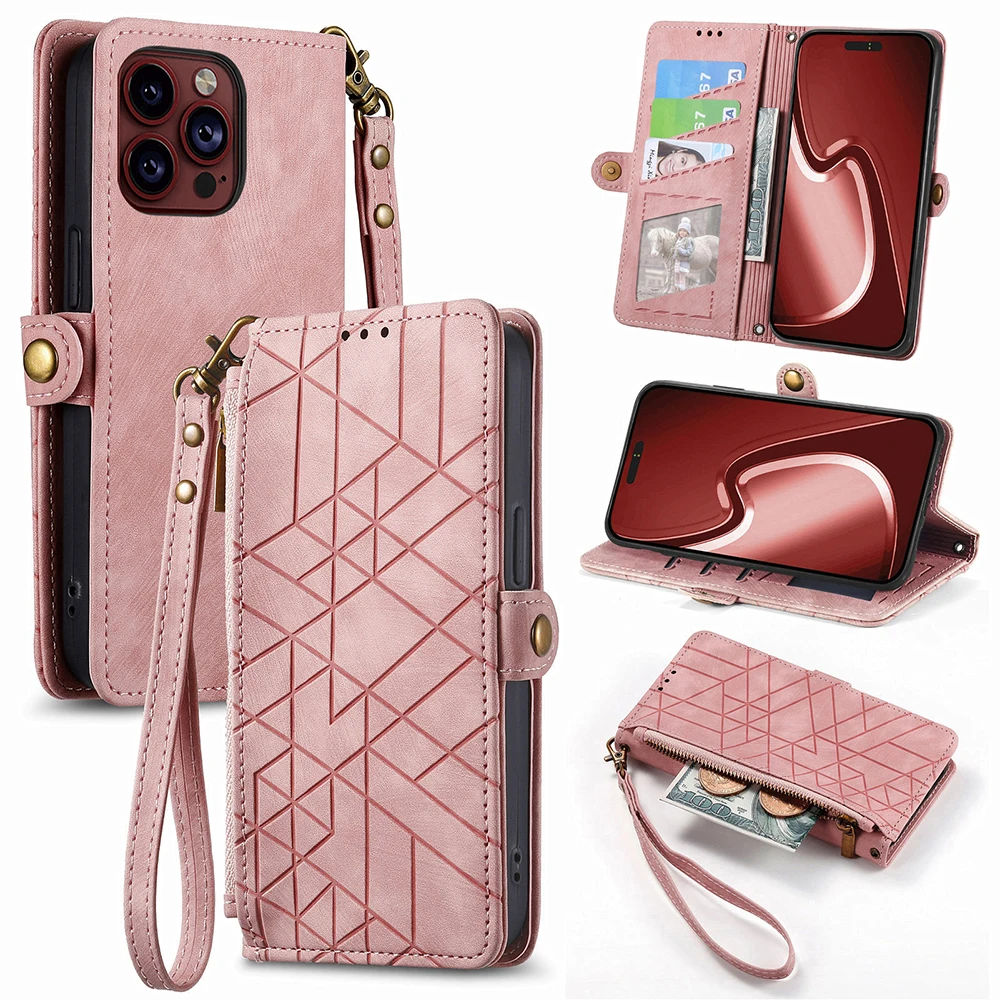 Plaid Leather Wallet Phone Case for iPhone 14 13 12 11 Pro Max Plus Flip  Card Slot Phone Cover with Lanyard _ - AliExpress Mobile
