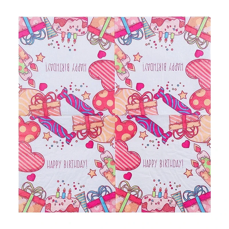 20pcs 2Ply Printed Napkins Food Grade Square Paper Placemats Birthday Baby Parties Coloured Paper Towels