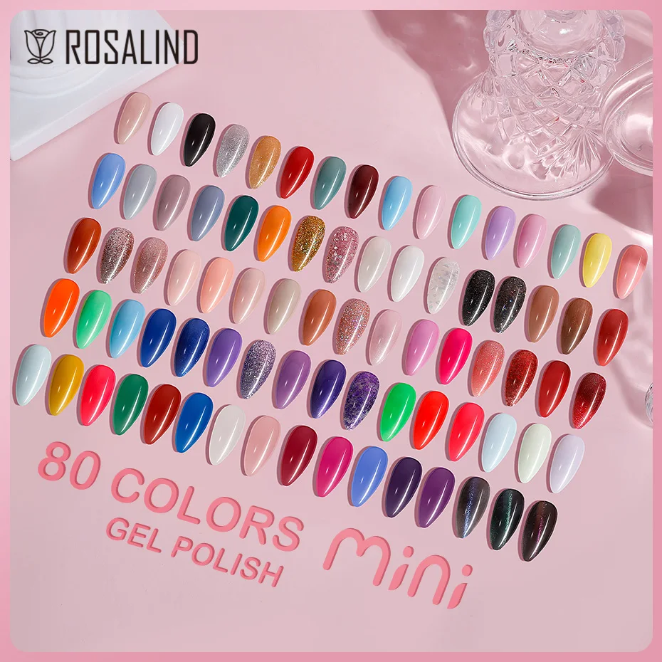 Gel Nail Polish ROSALIND Pure Color Gel Nail Polish Nail Art Manicure Semi Permanent Gel UV Hybrid Varnishes Base Top Coat Enamels
