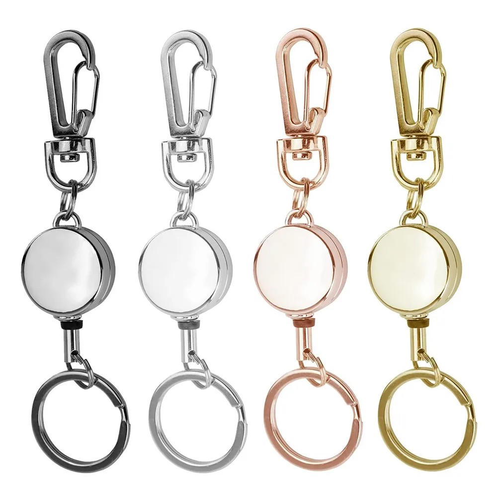 

4 Color Retractable Nurse Badge Reel Clip Badge Holder Metal Keychain Pass Doctor ID Work Card Holder Easy Pull Keyring Lanyard