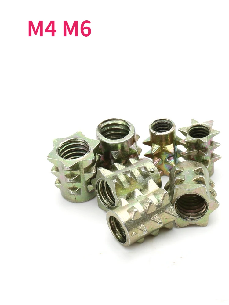

M4 M6 Color Zinc Plated Spiked Nuts Connect Nuts For Furniture Wood Insert Nut